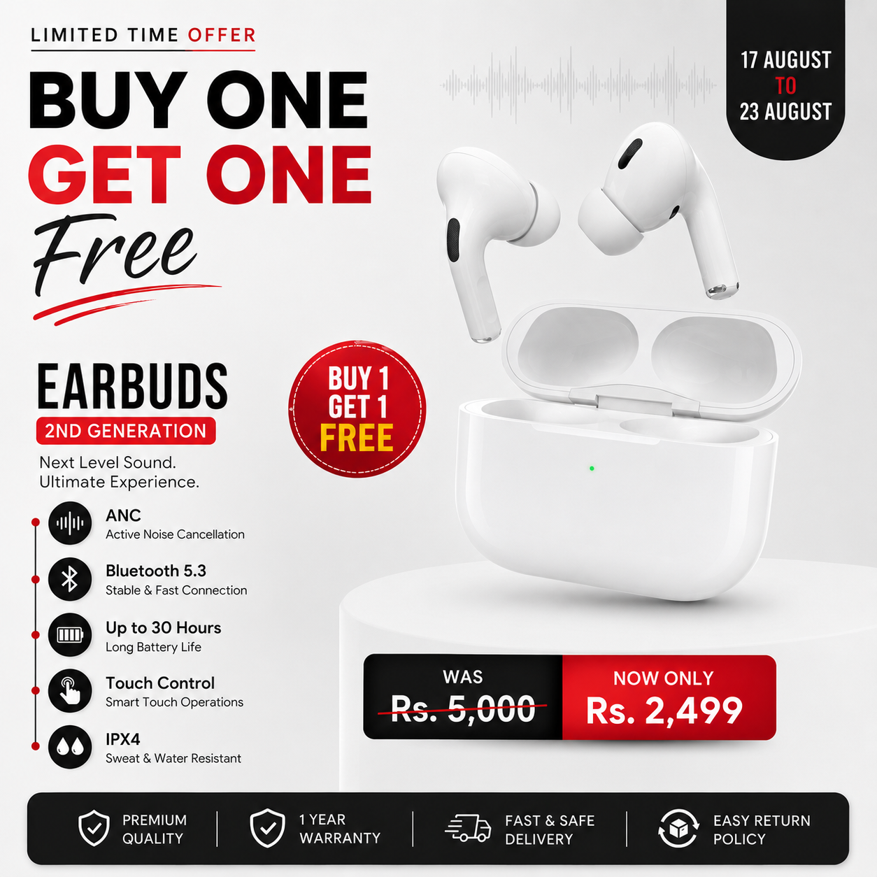 Earbuds Pro 2nd Gen - Buy 1 Get 1 FREE