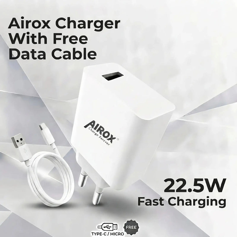 Airox 22.5W Fast Charger | Free Type-C Cable